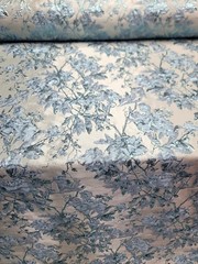 Sky Blue Floral Metallic Brocade Fabric Sold by the yard For Dress Upholstery