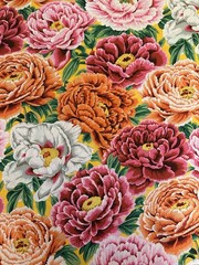 NEW! KAFFE FASSETT PHILIP JACOBS TIBETAN PEONY PJ136 WARM FLORAL FABRIC 1/2 YD