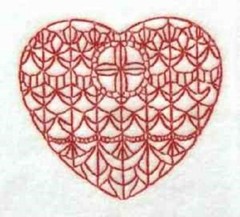 VALENTINE HEARTS, QUILTING SQUARES, Machine Embroidered. 10 Designs, 12 squares