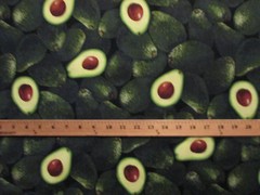 AVOCADOS GREEN REALISTIC SNACKS FOOD COTTON FABRIC FQ