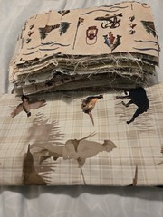 Outdoor Fishing Cabins Animals Hiking Boots Etc Cotton Quilt Remnants Fabric
