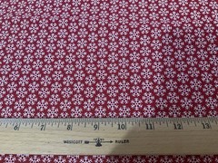 Moda Cotton Fabric “Countdown to Christmas” Red with White Snowflakes 2.0 Yards