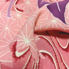 Taisho Silk Fabric Scrap Hemp Leaf Pattern 36×158 cm Vintage Authentic