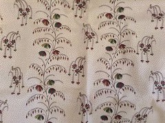 Vintage Cotton Fabric Quilt Single Piece Brown Green Plant Dots Vine Fluid VVPS