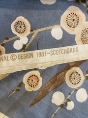 Vntg Interior Fabric Design Inc An Original Design 1981 Blue Tan Cherry Blossom