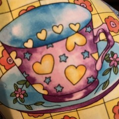 Quilt Print Cheater Fabric, 5”Gingham, Cottage. 13 Bright Tea Cup 6” Squares