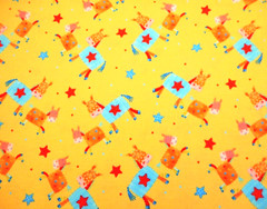 Nursery Fabric By Yard Cute Smiling Horses Stars on Yellow Baby Premium Cotton