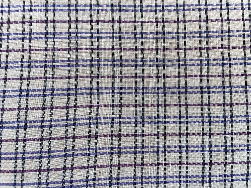 By 1/2 Yd Blue Black White Homespun Plaid Cotton Fabric BTHY