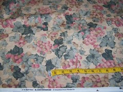 VIP Cranston Fabric Tan w/ purple Grapes by Joan Messmore 3 1/2 Yds. X 44″ W