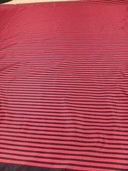 Red & Navy Stripe Light Weight Woven Silky Apparel Fabric 2 2/3 yards X60″