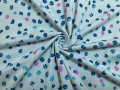 Rib Knit Sky Blue Confetti Dot Navy Teal Pink 4 Way Stretch 60″W Yard-RBPR063