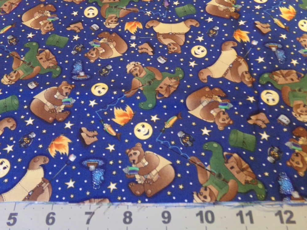 1/2 YD X 44″ VINTAGE “GOING FISHING”/ J SMITH& MILLIGAN COTTON NEW #1589