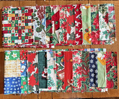 26 Christmas Holiday Cotton Fabric Strips Quilting Scraps Remnants Crafts