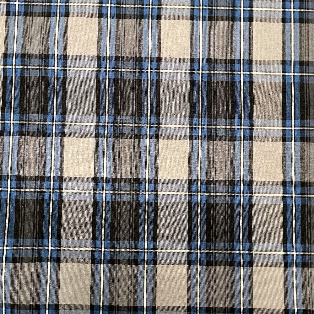Gray Plaid Check Poplin P/C Uniform 5.5oz Fabric 61″ W Lot of 4 Yards for $20