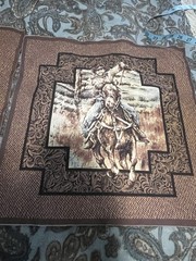 Rawhide western cowboys rodeo pillow panel fabric 2 Pieces