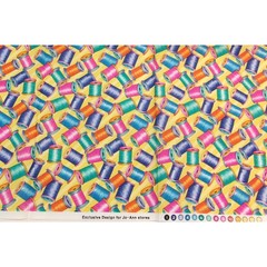 Jo-Ann Stores Exclusive Thread Spools Cotton Fabric Novelty Sewing 2 Yards