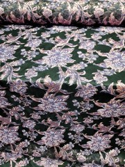 Pink Mauve Floral Brocade Fabric Sold By The Yard Black Organza Bridal Prom Dres