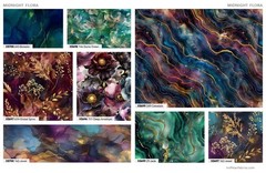 Hoffman – Midnight Flora – Marble And Leaf Stems – Global Spice, Fabric BTY