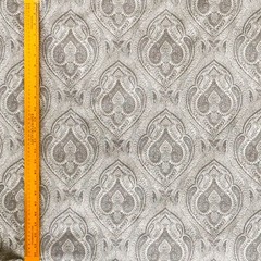 Grey & Cream Paisley Damask Fabric By The Yard, Jacquard Weave Fabric Upholstery