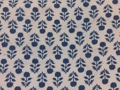 Indigo Cotton hand block print Fabric by the yard dress fabric ,floral print