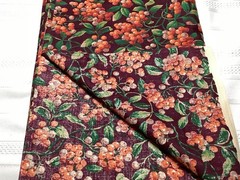 Berries & Leaves on Black Background Fabric by Concord Fabrics 1 Yard x 43” BTY