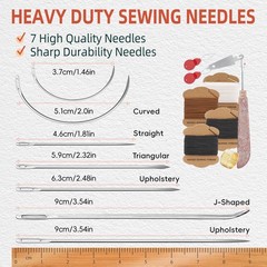 Upholstery Repair Kit: Extra Strong Waxed Sewing Thread 4 Black, white, brown