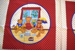 4 Bear Fabric Panels: Makes 2 – 16″ Square Pillows or Lap Blanket, Quilt Squares