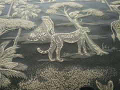 Vintage Jacquard Safari Animals Lush Palms Black/Greys/ Beiges High End BTY 3D