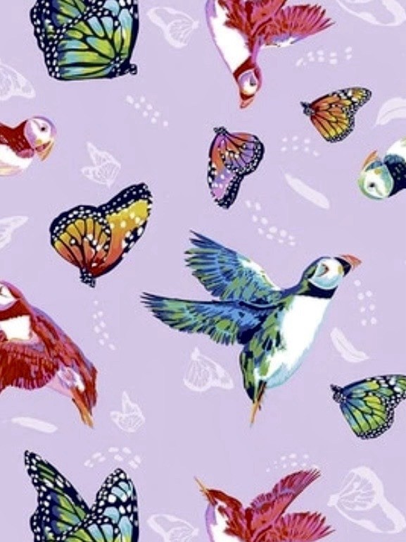 Free Spirit FABRIC Migration Friends In Flight Lavender Fat Eighth 9×21