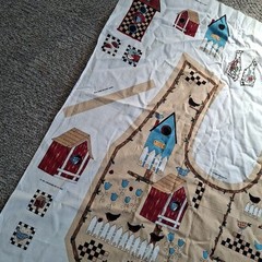 Cut & Sew Birdhouse Americana Vest Panel Folk Art Applique Bird House One Size