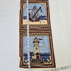 8 Vintage VIP Cranston Fabric Panels Sailboat Lighthouse Anchor 11″x12″ Ea