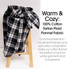 Gray & Green Plaid Cotton Flannel Fabric – 60″ Wide – Sold by the Yard and Bolt