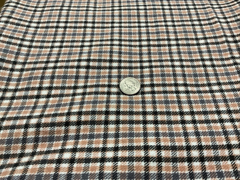 Woven Plaid Fabric 3 Yards Peach/Gray /White