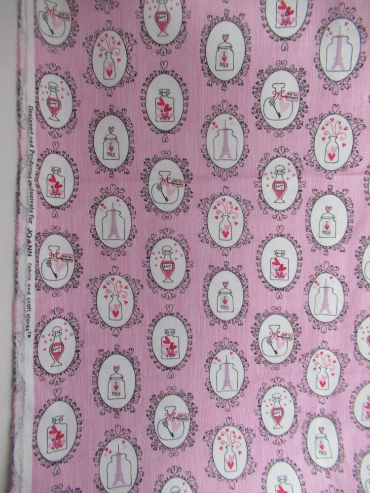 JO-ANN`S Bottles of Love Potion GLITTER Cotton Fabric SBTY X 44″W NEW