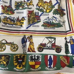 VTG Fabric Original Kinsterhanddruch West Germany New Trains 100% Viscose