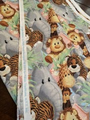 2008 Patty Reed JUNGLE BABIES Cotton Fabric Baby Lion Monkey Giraffe Animals 1YD