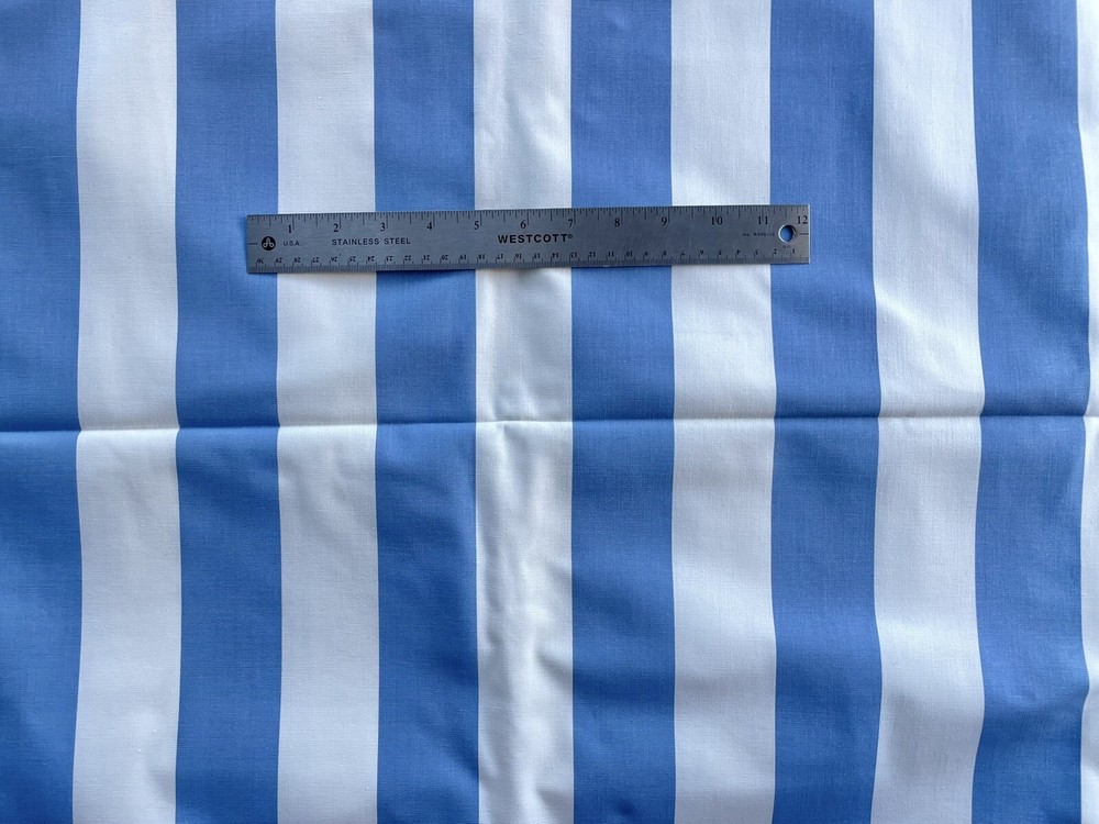 Laura Ashley Vintage Fabric: Cirque Stripe in Chambray Blue & White, 3 Remnants