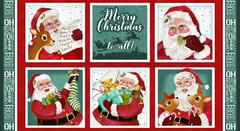 23″ Fabric Panel – Henry Glass Jolly Ole Soul Retro Santa Claus Christmas Block