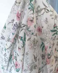 53”Wide By Yard Floral Mulberry Silk Cotton Gauze Shirt Fabric Lining Natural