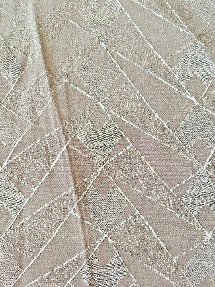 VTG Taupe/Tan Polyester Embossed Geometric Design Fabric Remnant 2.38Yd x 45″