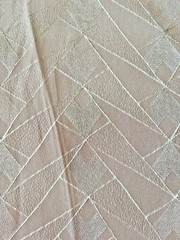 VTG Taupe/Tan Polyester Embossed Geometric Design Fabric Remnant 2.38Yd x 45″