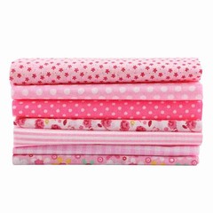 7-Pack 25x25cm Cotton Fabric DIY Assorted Pre-Cut Bedding Kit (Pink)