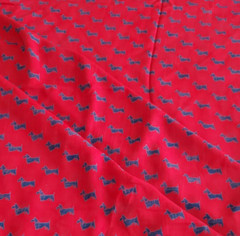 Scotty Dog Polyester Cotton Blend Fabric on Red Blouse Shirt 46″ W x 2 Yards