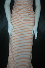 Linen Cotton Rayon Knit Jersey fabric 3/16″ Orange 1/2″ Natural Oatmeal Stripes