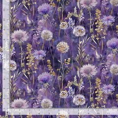 Mystic Meadow Floral Fabric | Night Field Purple | Timeless Treasures YARD