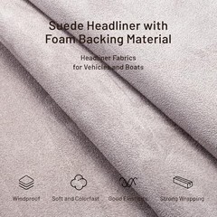 Suede Auto Headliner Fabric 120″ L × 60″ W with Foam Backing – 120″L×60″W Gray