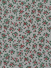 Vintage Christmas Cotton Fabric Abstract Holly Red Green On White 1 Yard 22 Inch