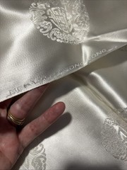 MEI WAH HONG KONG SHOU Medallion Dragon silk brocade damask White fabric 4.1 YDS