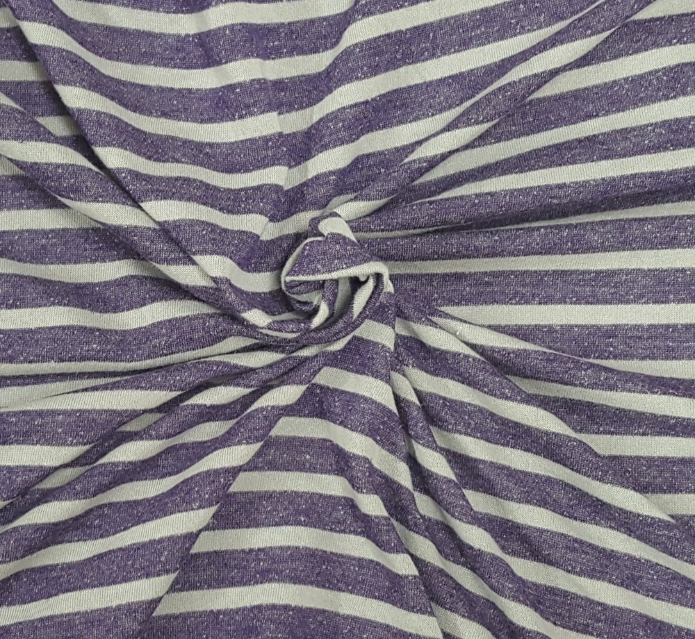 Cotton Stripe French Terry Knit Fabric by the Yard Purple Gray 8/2/18