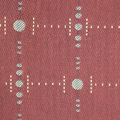 Vtg MCM Upholstery Fabric Atomic Geometric Dots, Terra Cotta Red, Gold 7.3 yds